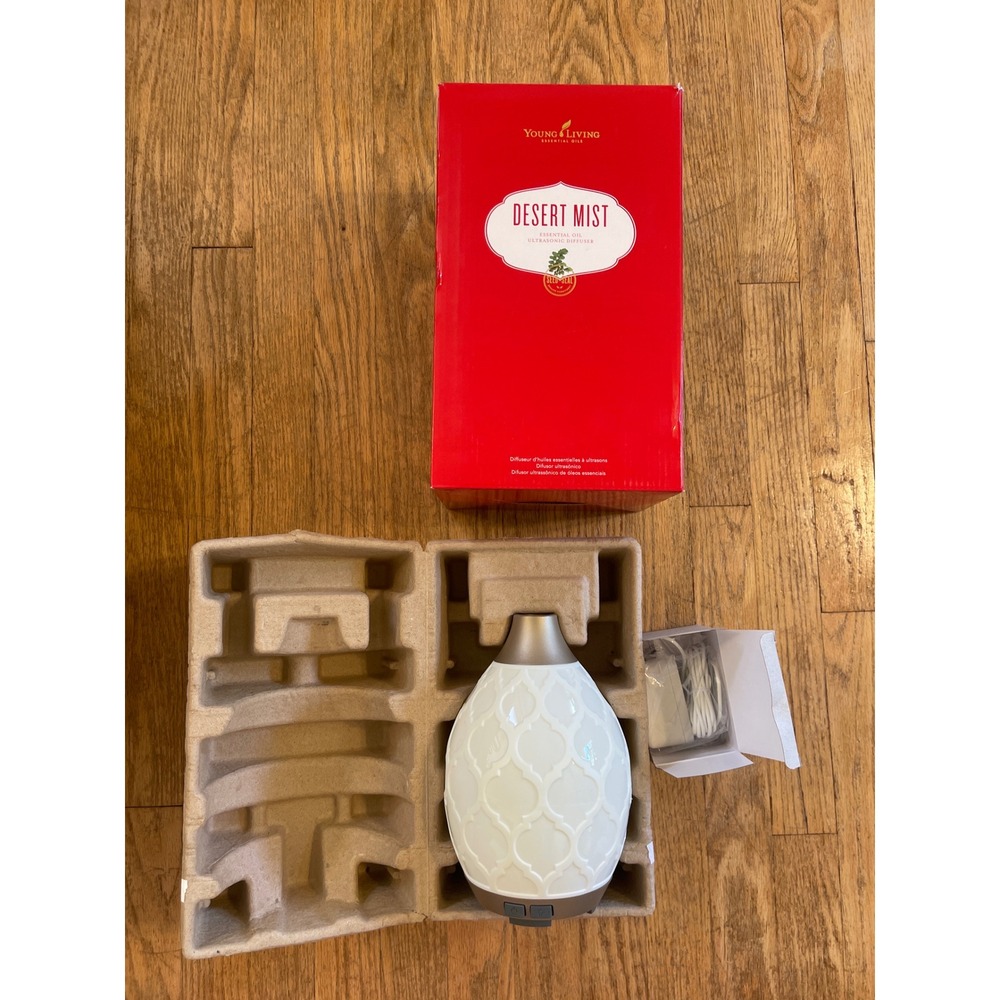 Young Living Desert Mist Ultrasonic Essential Oil Diffuser White Moroccan Design